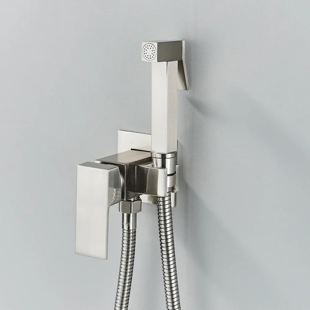 DecorBites™ Brass Bidet Faucet Mixer with Square Shower Spray
