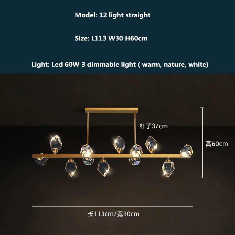 DecorBites™ Copper LED 3-Light Dimmable Crystal Chandelier