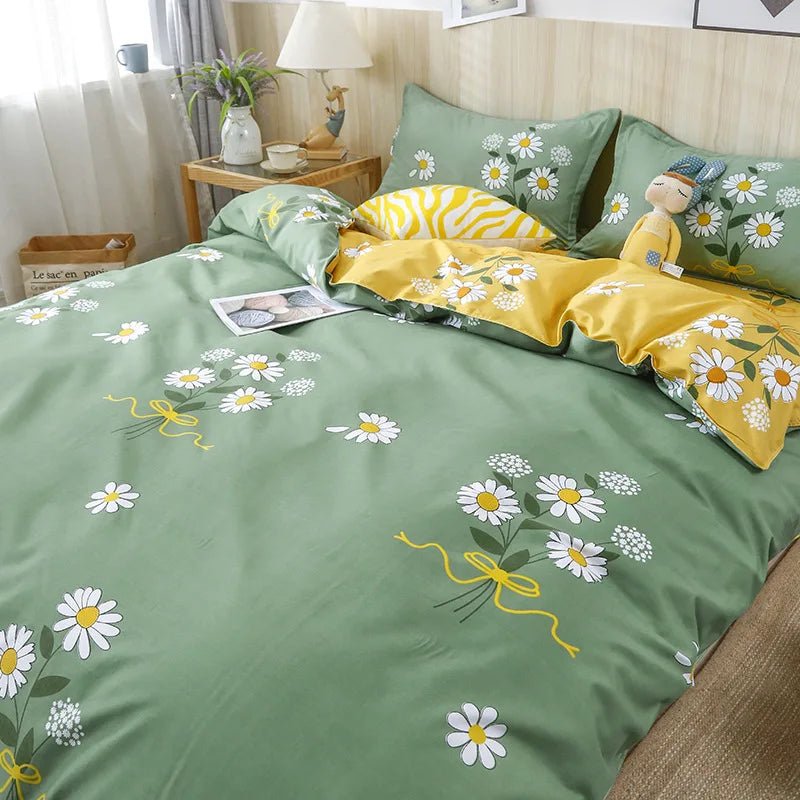 DecorBites™ Lattice Plant Geometric Pattern Bedding Set with Sheet Pillows
