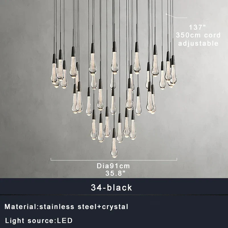 DecorBites™ Crystal Ceiling Pendant Lights for Dining Room, Luxury Designer Foyer Decor Lighting