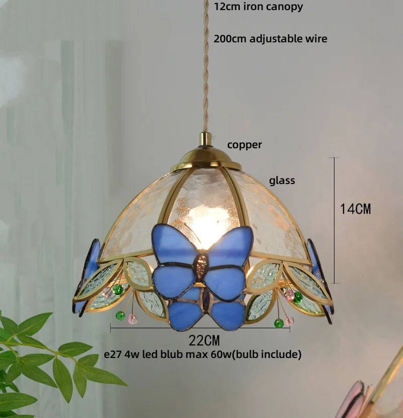 DecorBites™ Butterfly Tiffany Glass Pendant Lamp Modern Nordic LED Hanging Light
