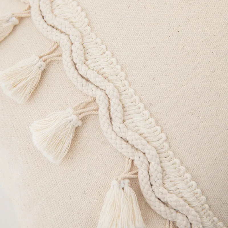 DecorBites™ Boho Macrame Woven Cushion Cover for Home Decor, Comfy Farmhouse Pillow Case