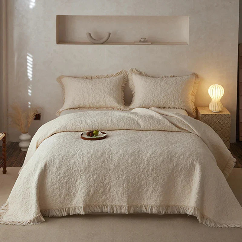 DecorBites™ Cotton Quilted Bedspread Set with Pillowcase - Versatile & Summer-Ready