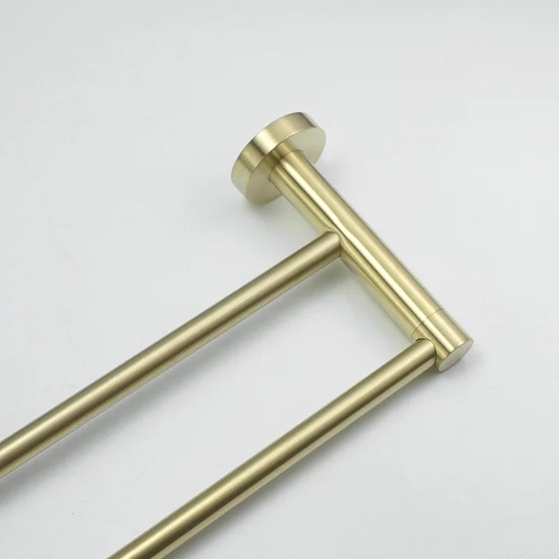 DecorBites™ Brushed Gold Bath Hardware Set: Paper Holder, Towel Bar, Robe Hook - Wall Mount Bathroom Accessories