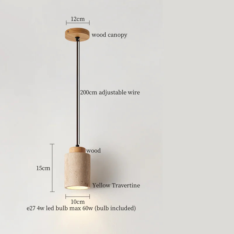 DecorBites™ Creative Stone LED Pendant Light Yellow Travertine Nordic Minimalism Hanging Lamp