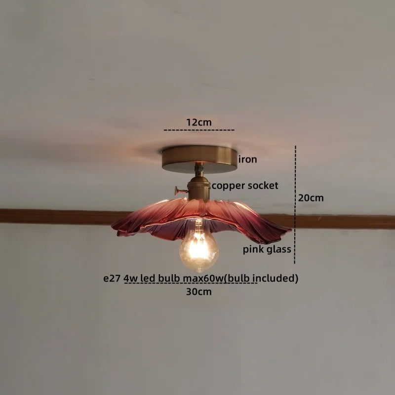 DecorBites™ Amber Glass LED Ceiling Lights Modern Home Lighting Copper Socket