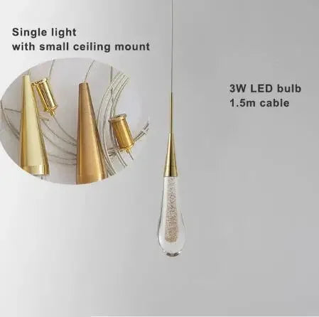 DecorBites™ Crystal LED Chandelier: Modern Art Pendant Light for Restaurant, Bar, Staircase & Loft