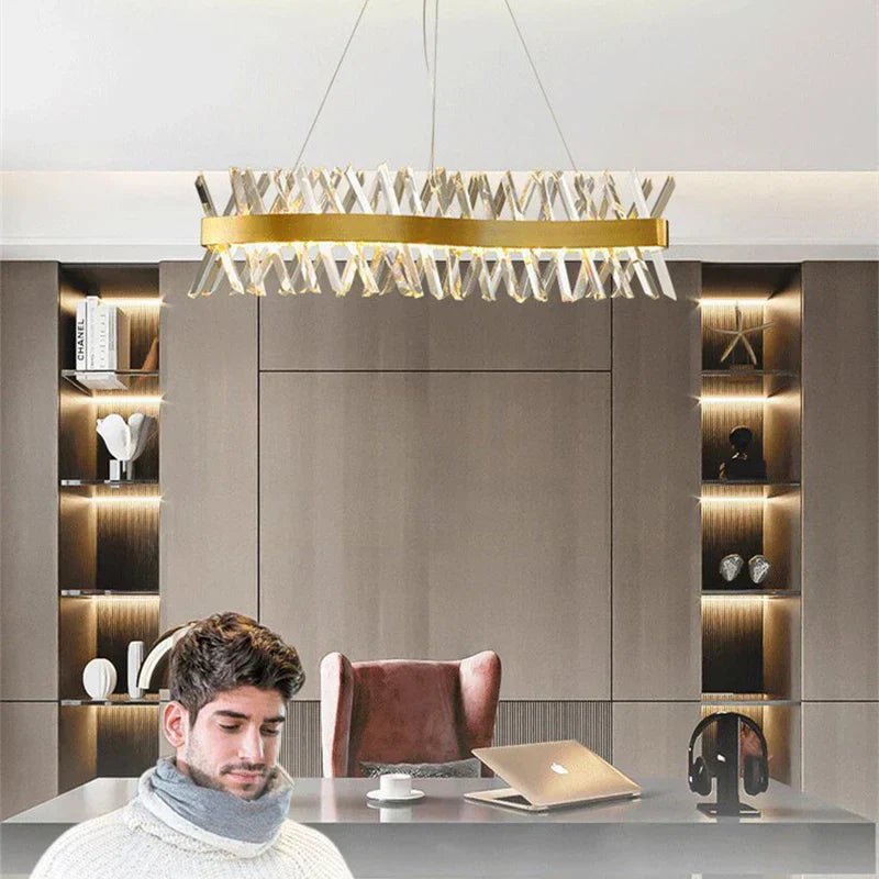 DecorBites™ Gold Metal S Shape LED Pendant Lamp for Luxury Living, Bedroom, and Hotel