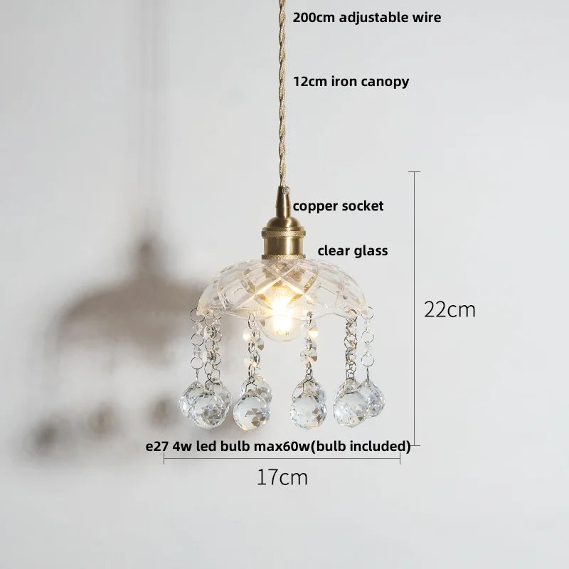 DecorBites™ Copper Canopy LED Pendant Light Fixture Green Glass Hanging Lamp