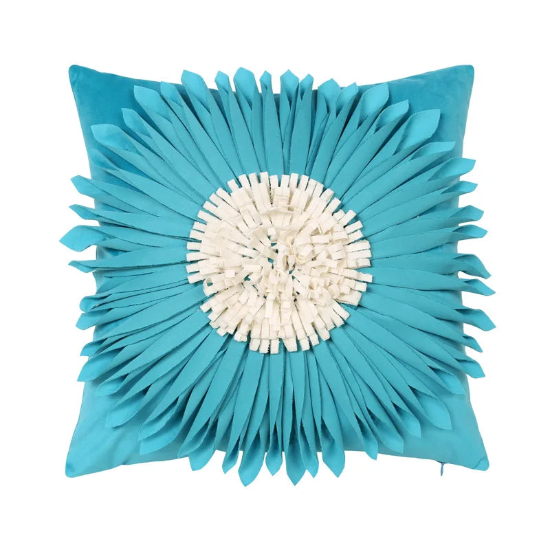 DecorBites™ 3D Blue Floral Velvet Cushion Cover 30x50/45x45CM - Small Daisy Sunflower Pillowcase