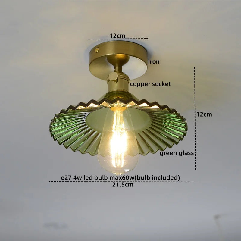 DecorBites™ Amber Glass LED Ceiling Lights Modern Home Lighting Copper Socket