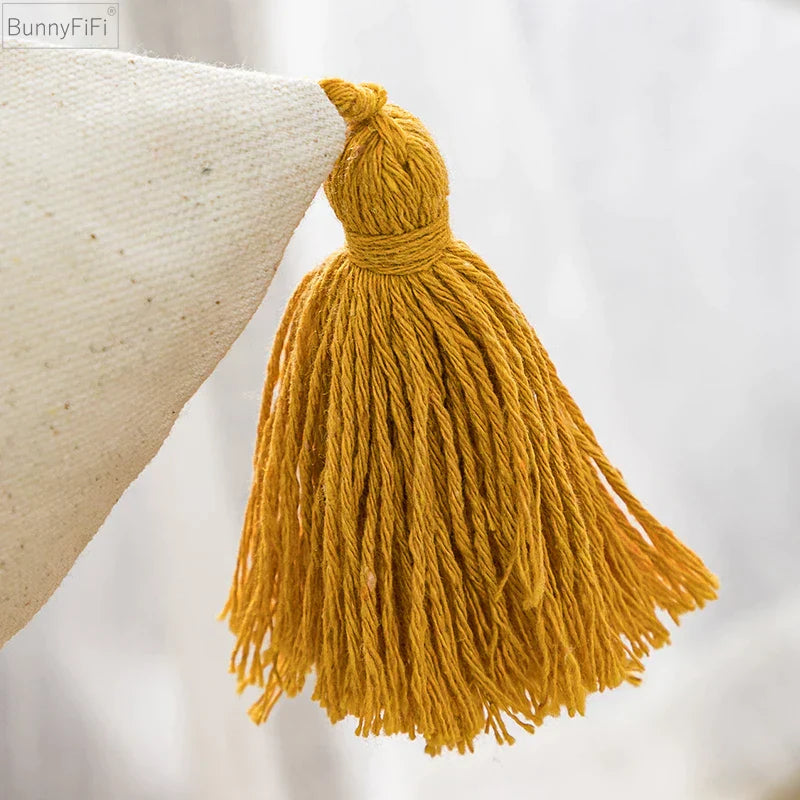 DecorBites™ Boho Style Tufted Tassels Yellow Cushion Cover for Home Decor