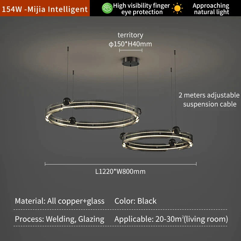 DecorBites™ Light Luxury Circle LED Living Room Chandelier