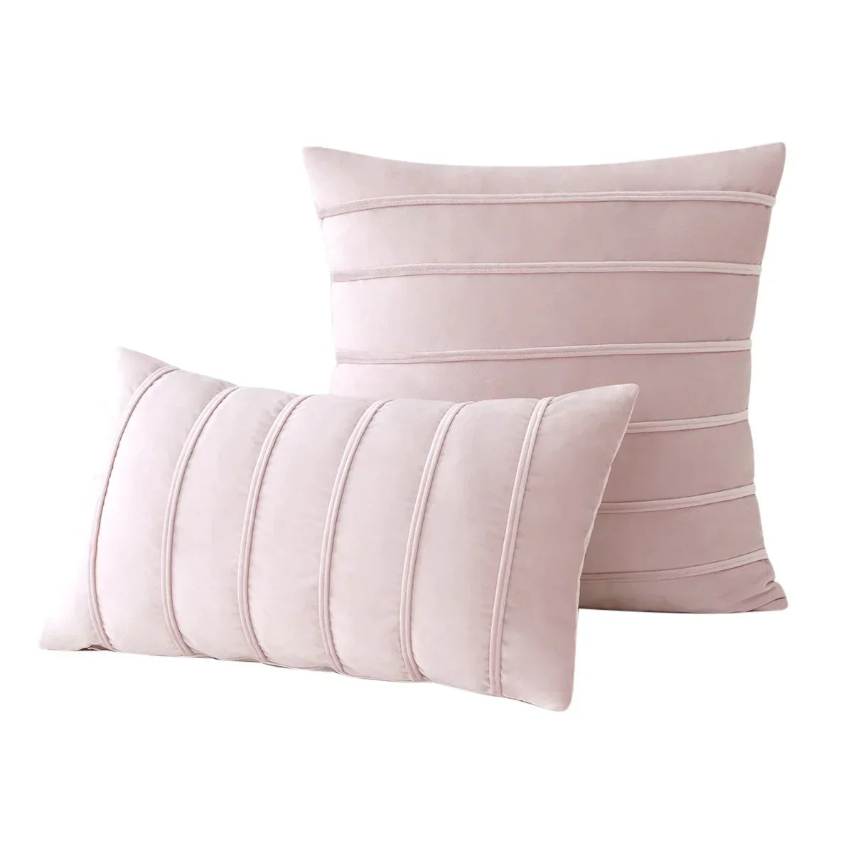 DecorBites™ Blue Velvet Stripe Pillow Covers - 2Pcs Luxury Soft Cushion Cases for Couch