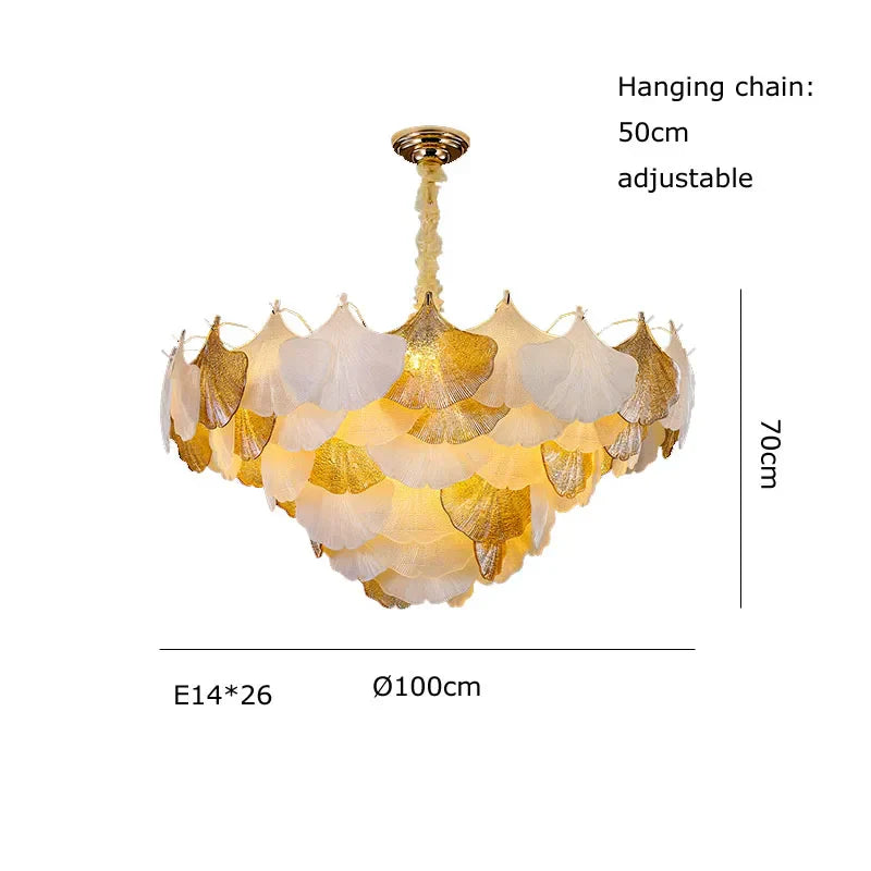 DecorBites™ Ginkgo Gold LED Chandelier Fixture for Living Room