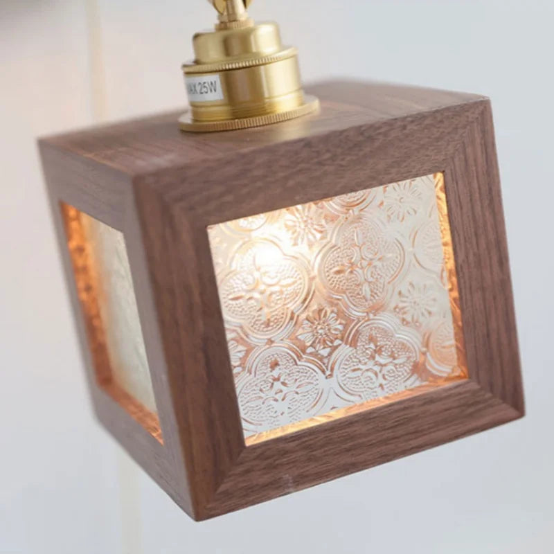 DecorBites™ LED Walnut Wood Wall Sconce Clear Glass Bathroom Mirror Light