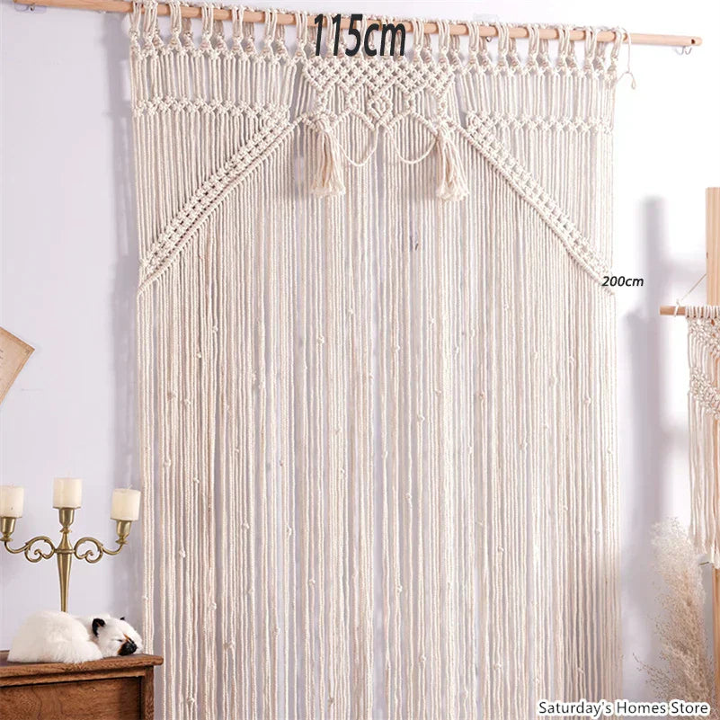 DecorBites™ Boho Macrame Tassel Curtain Tapestry for Wedding Décor & Window Treatment