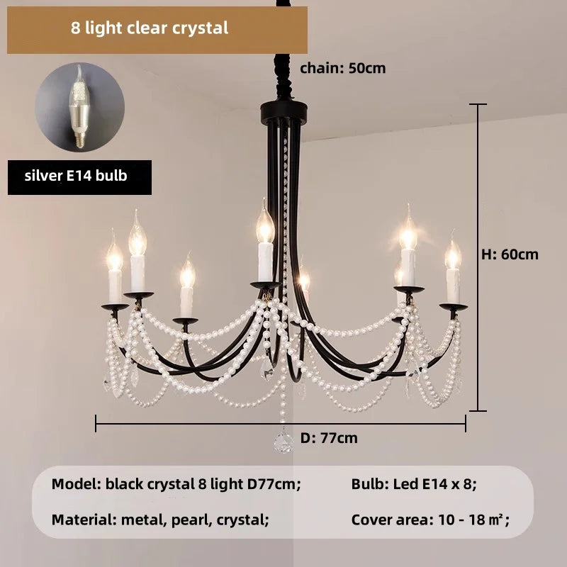 DecorBites™ Black Metal Led Candle Chandelier Pendant Lights for Chic Home Decor
