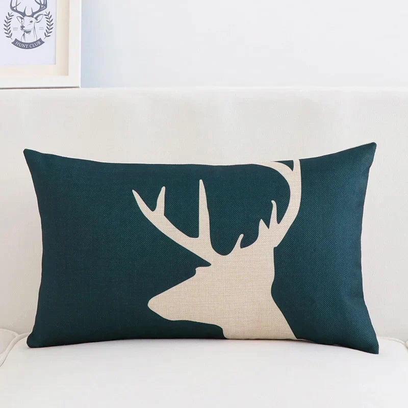 DecorBites™ Geometric Elk Design Linen Lumbar Pillow Cover 30X50cm Modern Nordic Home Decor