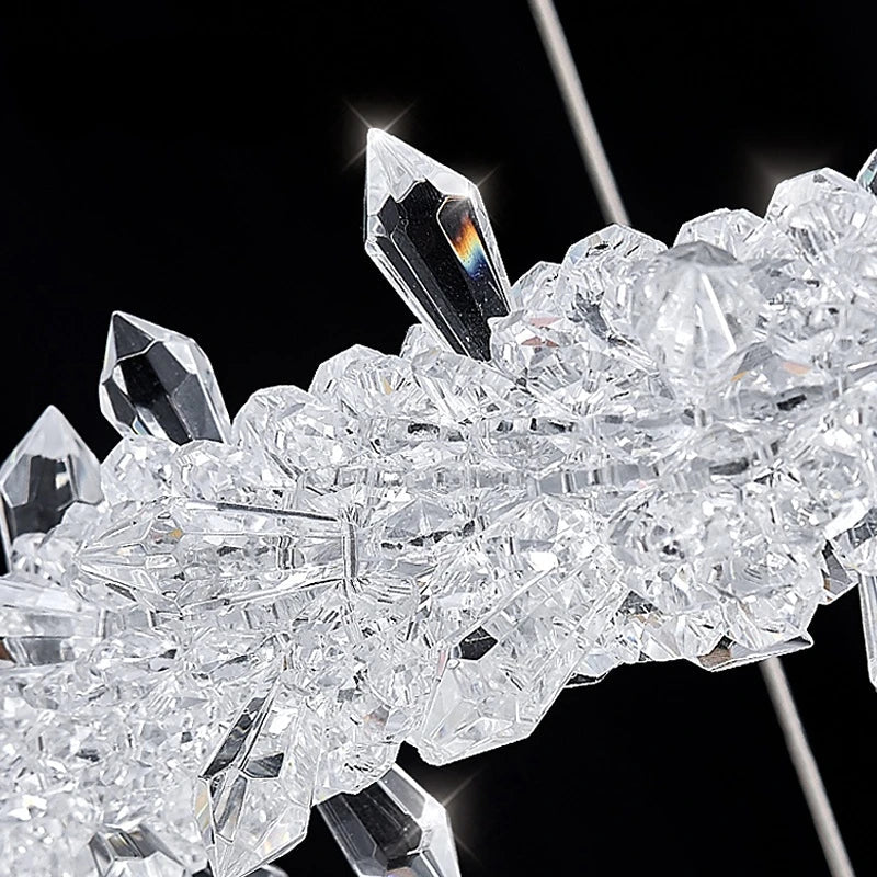 DecorBites™ Crystal Flower LED Chandelier Round Ring Pendant for Dining Living Room Lighting