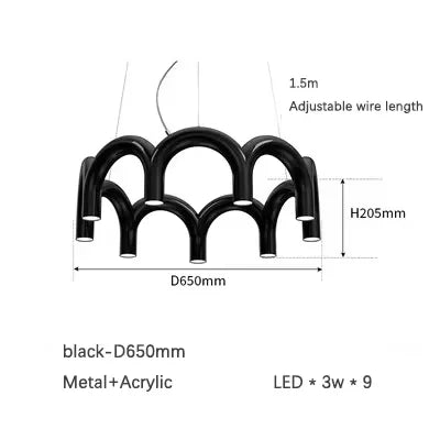 DecorBites™ Blue Metal Arch Chandelier Pendant Light - Modern Design for Home Décor