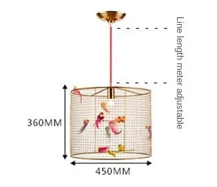 DecorBites™ Gold Bird Cage Pendant Lamp for Nordic Loft Home Living Room Bedroom