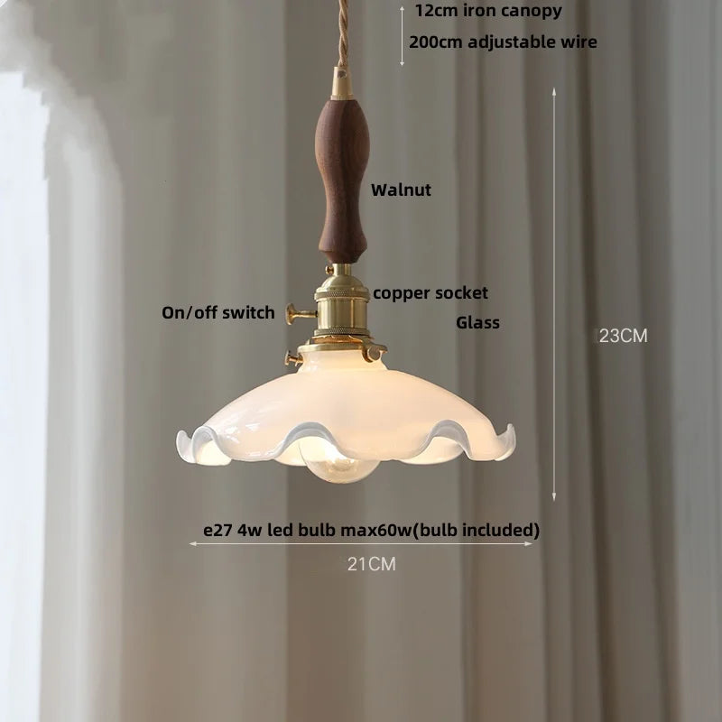 DecorBites™ Amber Flower Glass Pendant Light LED Kitchen Decor Home Reading Room