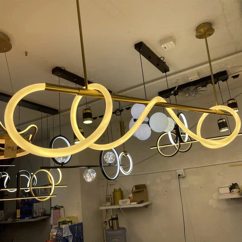 DecorBites™ Gold Black LED Chandelier Modern Minimalist Pendant for Home Decor Lighting