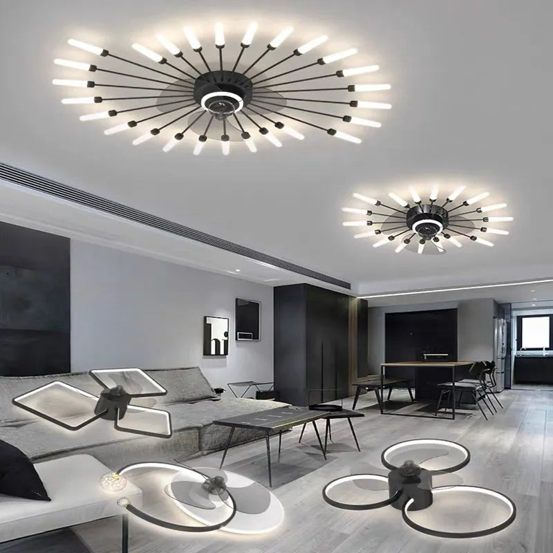 DecorBites™ 2023 Modern Chandelier Ceiling Fan Lights for Living Room Bedroom Upscale Decor