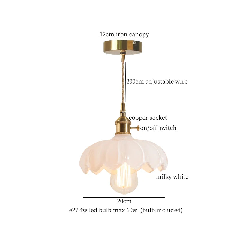 DecorBites™ Brass Glass LED Pendant Lamp for Cafe Bar Restaurant Bedroom Loft
