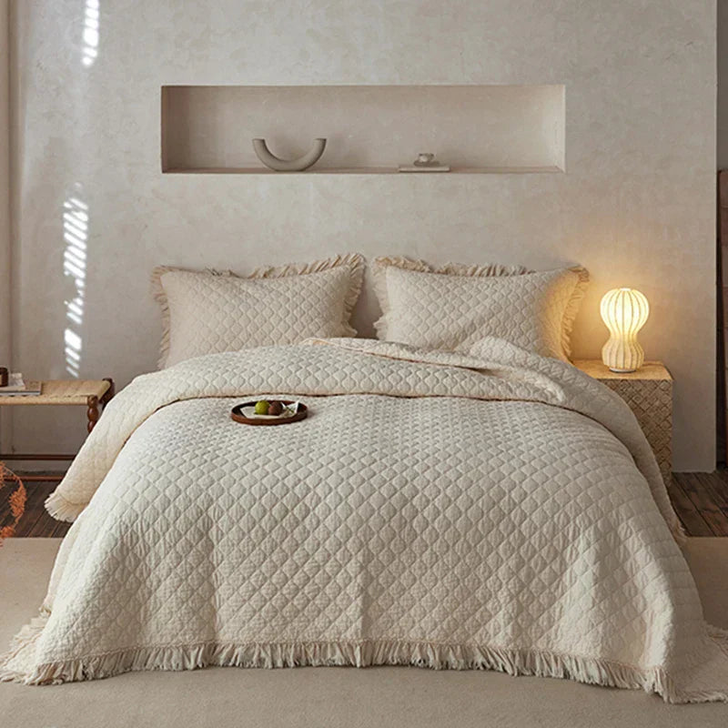 DecorBites™ Cotton Quilted Bedspread Set with Pillowcase - Versatile & Summer-Ready