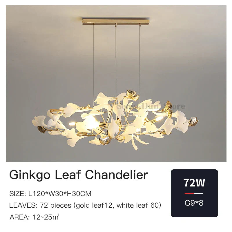 DecorBites™ Ginkgo Leaf Chandelier: Elegant Nordic Art Luxury for Dining Room, Bedroom, Living Room