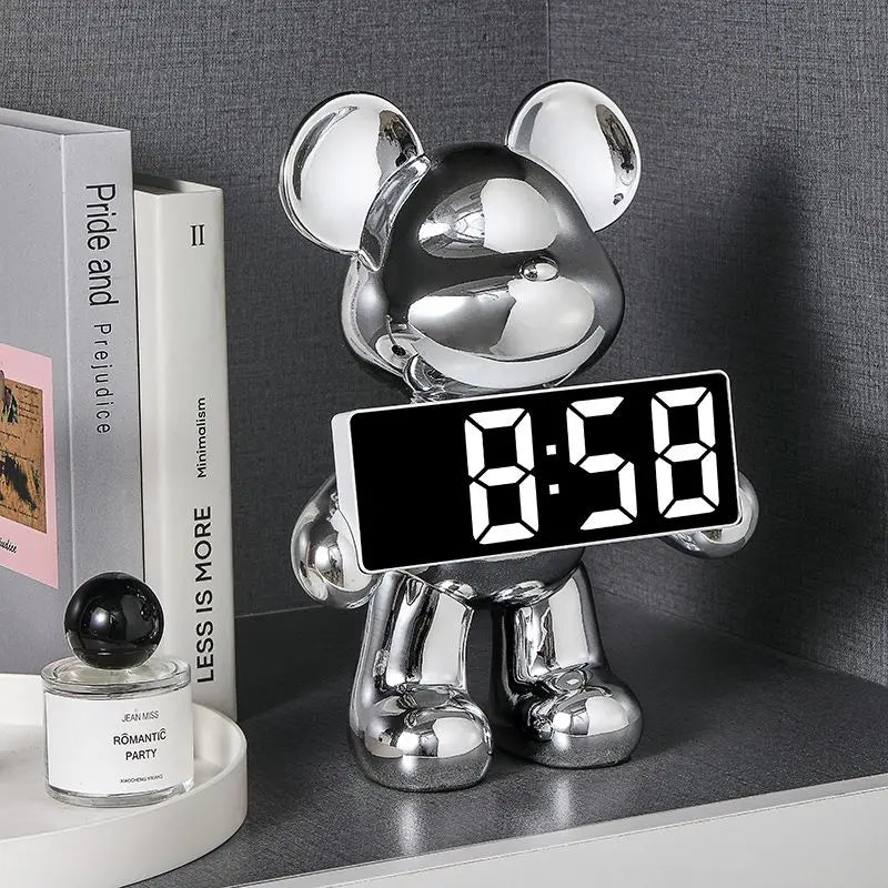 DecorBites™ Elegant Bear Clock Ornament for Home Decor and Living Room Craftmanship