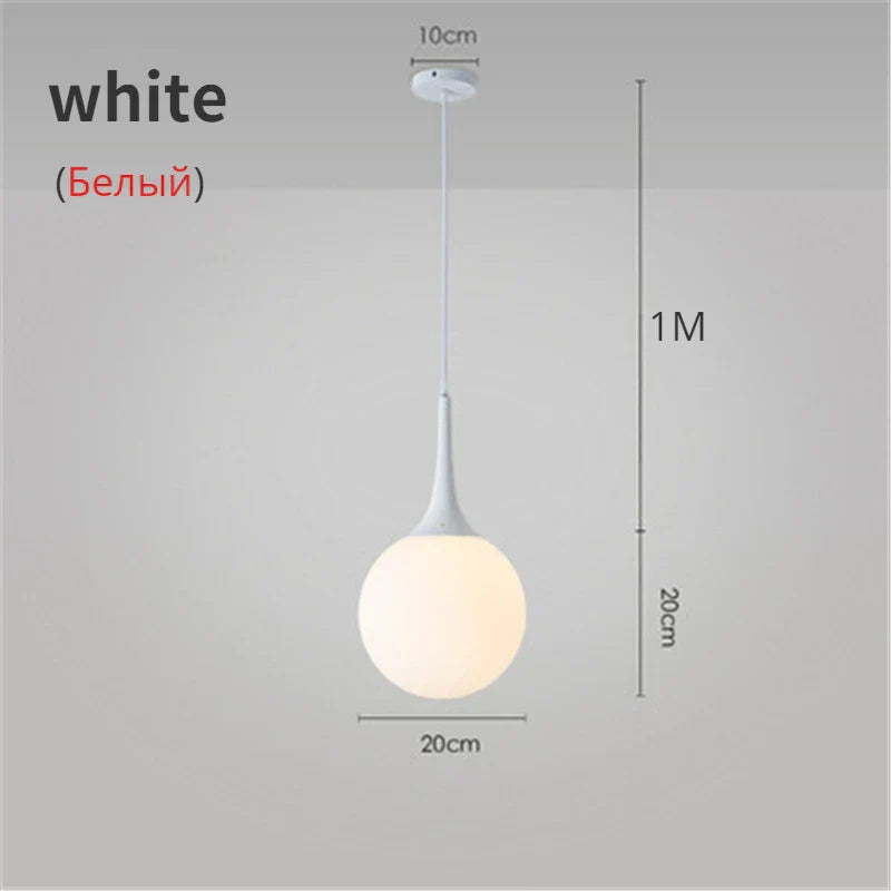 DecorBites™ Glass Ball LED Pendant Lights for Modern Living Room, Black/White Horn Fixtures
