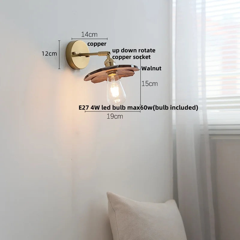 DecorBites™ LED Walnut Wood Wall Sconce with Pull Chain Switch
