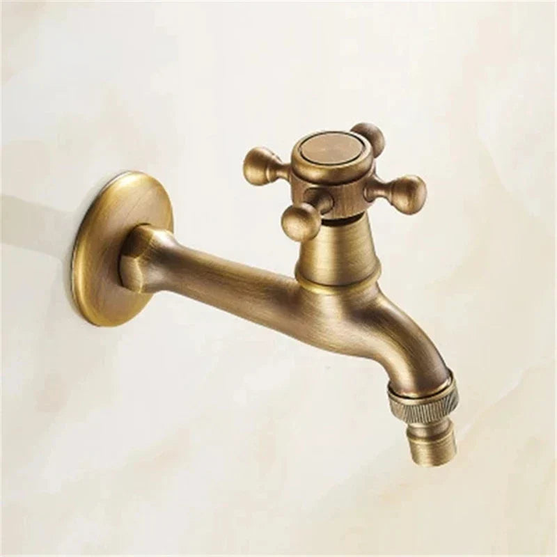 DecorBites™ Antique Brass Garden Bibcock Tap Decorative Water Faucet for Bathroom and Outdoor Use