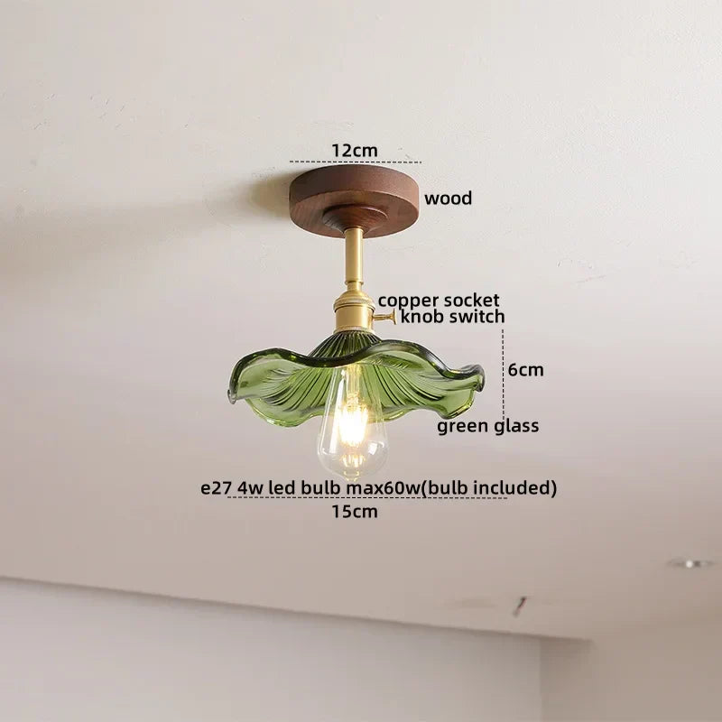DecorBites™ LED Glass Wood Ceiling Lamp for Modern Indoor Lighting and Decoration