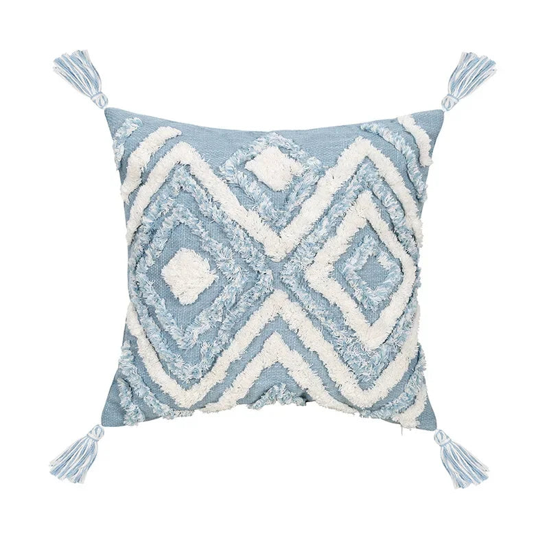 DecorBites™ Blue Geometric Tufted Long Waist Pillowcase Set, 30x100cm