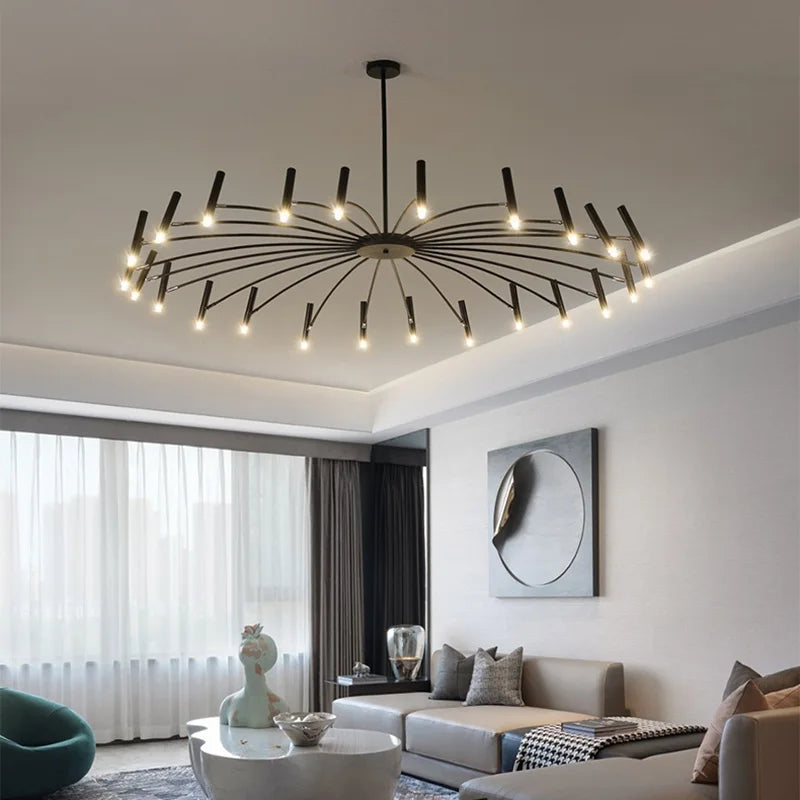 DecorBites™ Black Sputnik Chandelier: Nordic Design, Adjustable Lighting for Home Décor