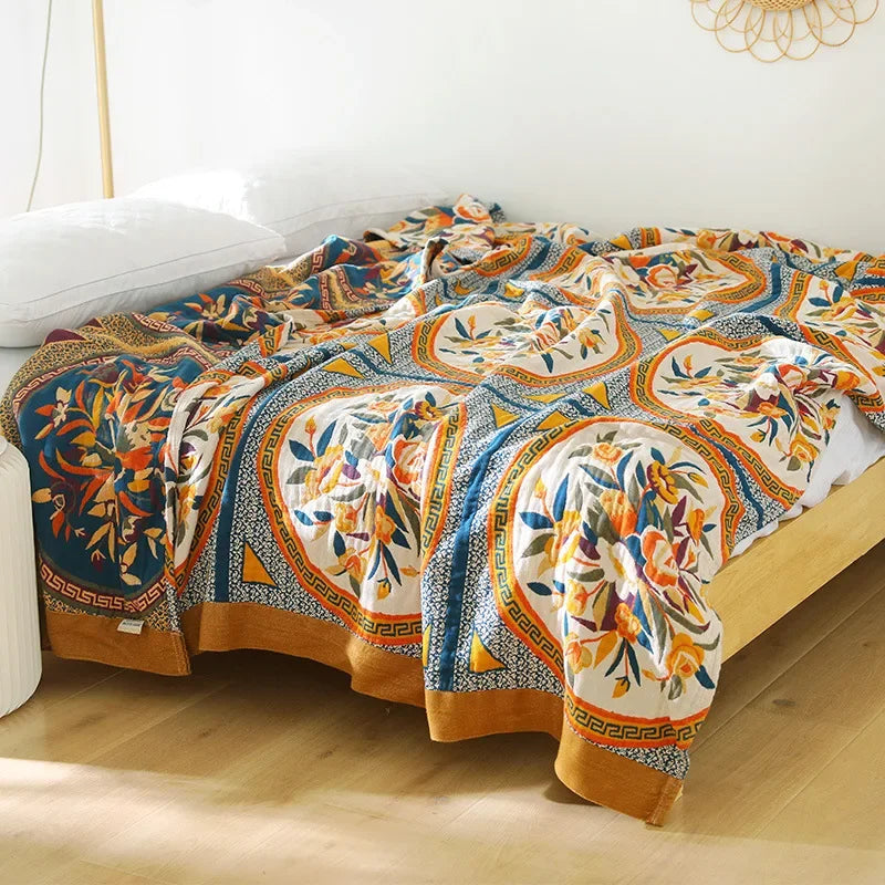 DecorBites™ 100% Cotton Nordic Throw Blanket - Soft Gauze Bedspread for Bedroom & Sofa