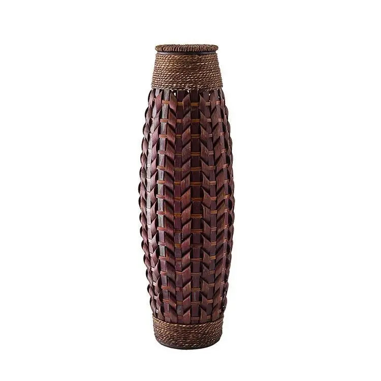 DecorBites™ Bamboo Woven Vase Rattan Flower Glass Arrangement Dried Flower Basket Living Room Decor