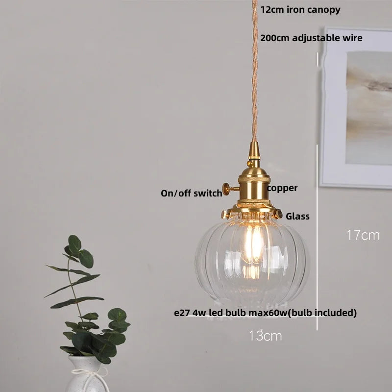 DecorBites™ Brass LED Pendant Light Fixture Clear Glass Nordic Modern Hanging Lamp