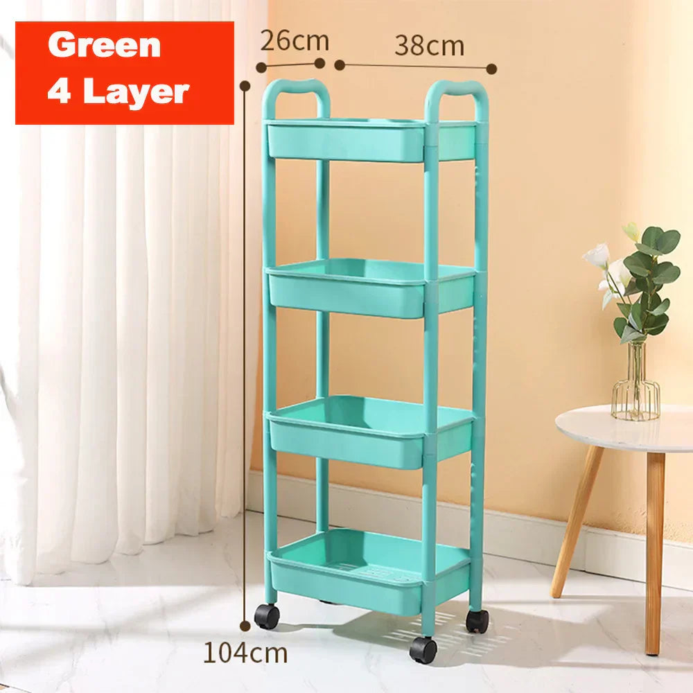 DecorBites™ Kitchen Storage Cart Rolling Utility Organizer Rack Shelf Trolley Cart