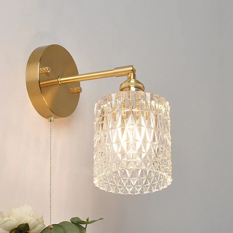DecorBites™ Brass LED Wall Sconce with Pull Chain Switch, Nordic Design