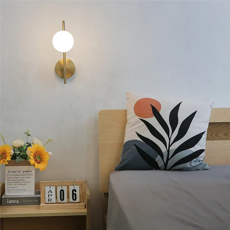 DecorBites™ Glass Ball LED Wall Light: Modern Indoor Bedroom Lamp for Home Decor