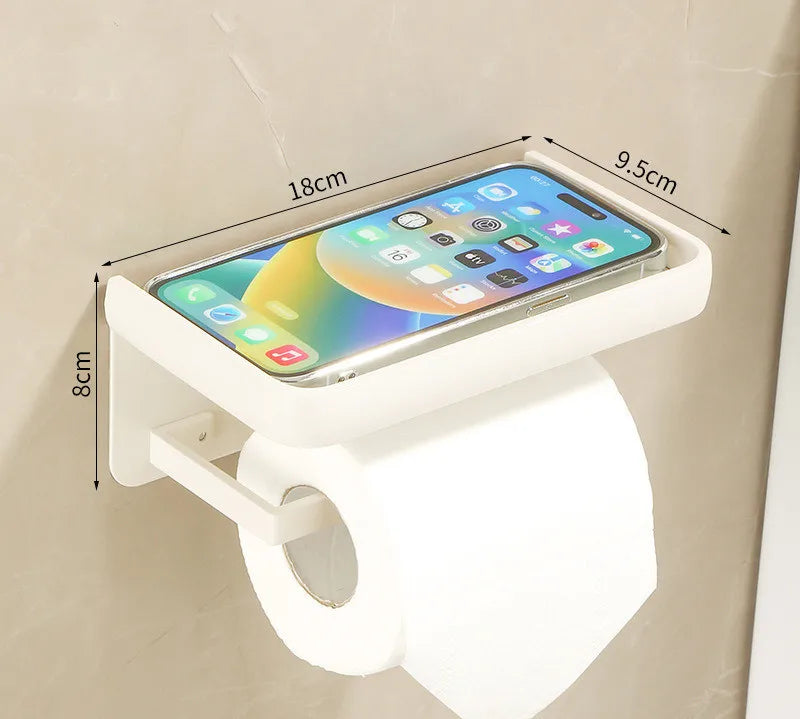 DecorBites™ Bathroom Set: Cream White Shelf, Towel Rack, Paper Holder, Brush Holder & Hardware