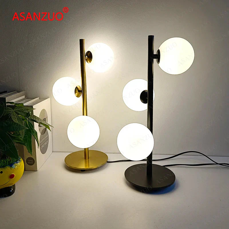 DecorBites™ LED Gold Table Lamp with Milk White Glass Lampshade