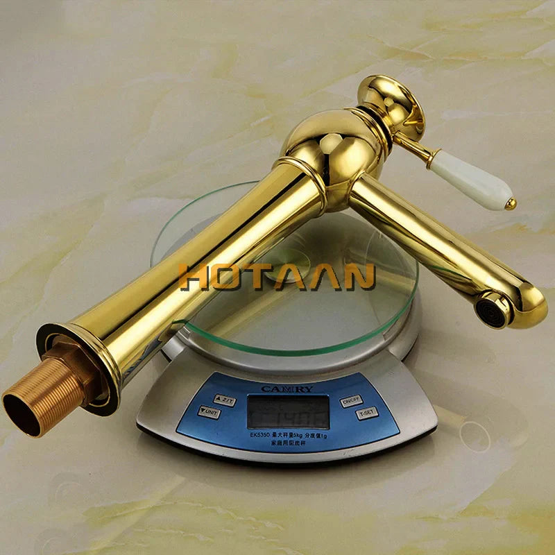 DecorBites™ Gold Basin Faucet with Ceramic Mixer Tap - Bathroom Torneiras Para Banheiro