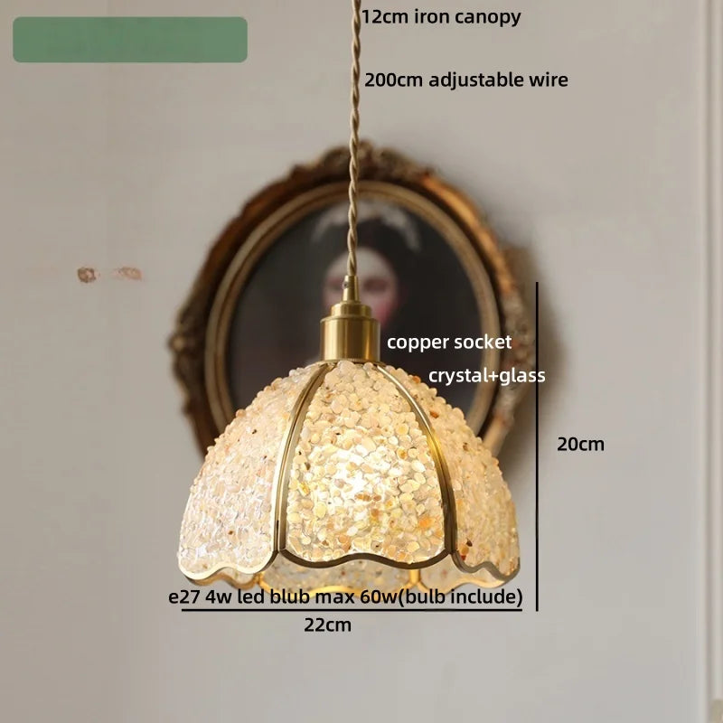 DecorBites™ Crystal Glass LED Pendant Lamp: Modern Nordic Style Hanging Light Fixture for Home Decor