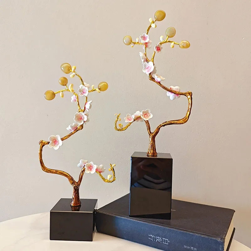 DecorBites™ Golden Tree Crystal Ball Statue Metal Decor Figurine